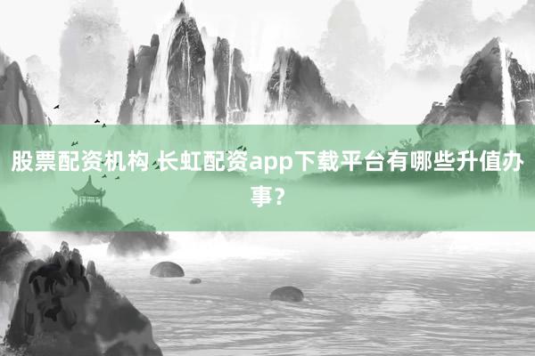 股票配资机构 长虹配资app下载平台有哪些升值办事？
