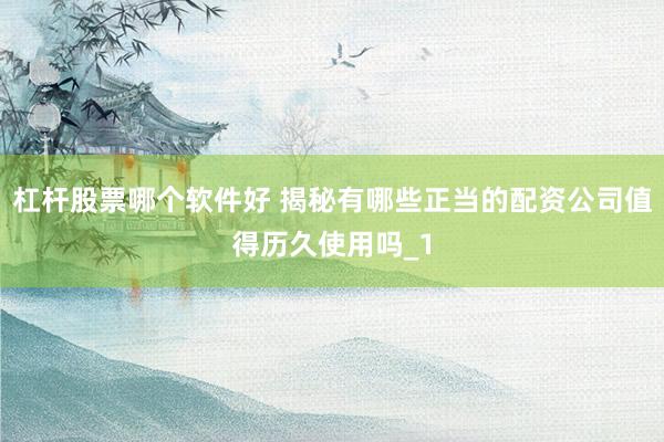 杠杆股票哪个软件好 揭秘有哪些正当的配资公司值得历久使用吗_1