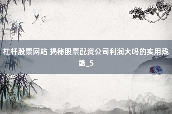 杠杆股票网站 揭秘股票配资公司利润大吗的实用残酷_5