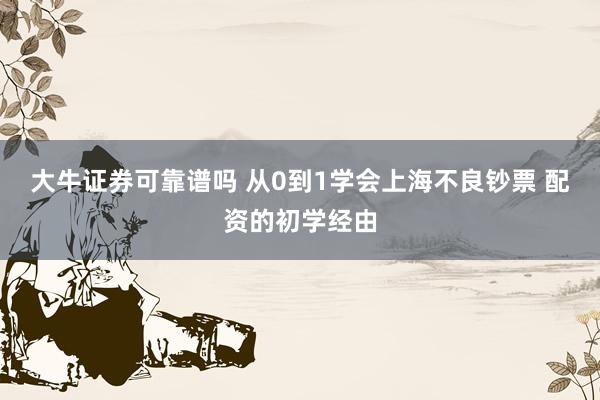 大牛证券可靠谱吗 从0到1学会上海不良钞票 配资的初学经由