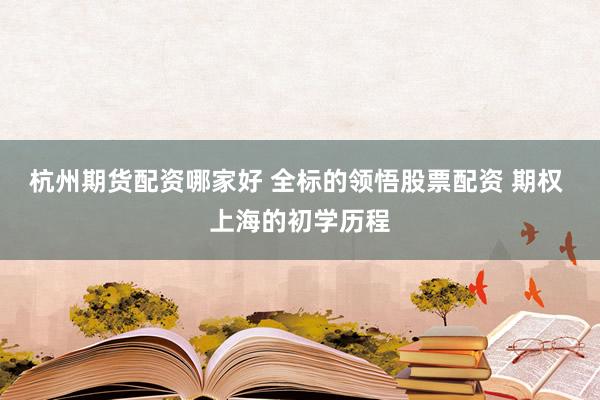 杭州期货配资哪家好 全标的领悟股票配资 期权 上海的初学历程