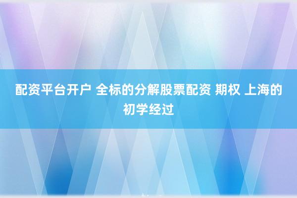 配资平台开户 全标的分解股票配资 期权 上海的初学经过