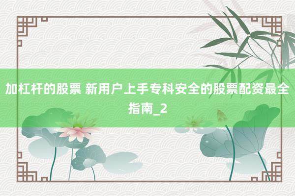 加杠杆的股票 新用户上手专科安全的股票配资最全指南_2