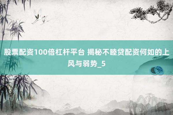 股票配资100倍杠杆平台 揭秘不睦贷配资何如的上风与弱势_5