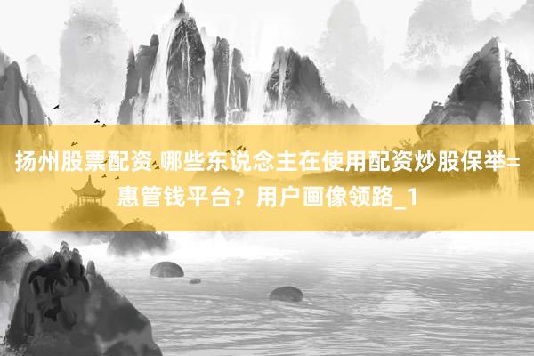 扬州股票配资 哪些东说念主在使用配资炒股保举=惠管钱平台？用户画像领路_1